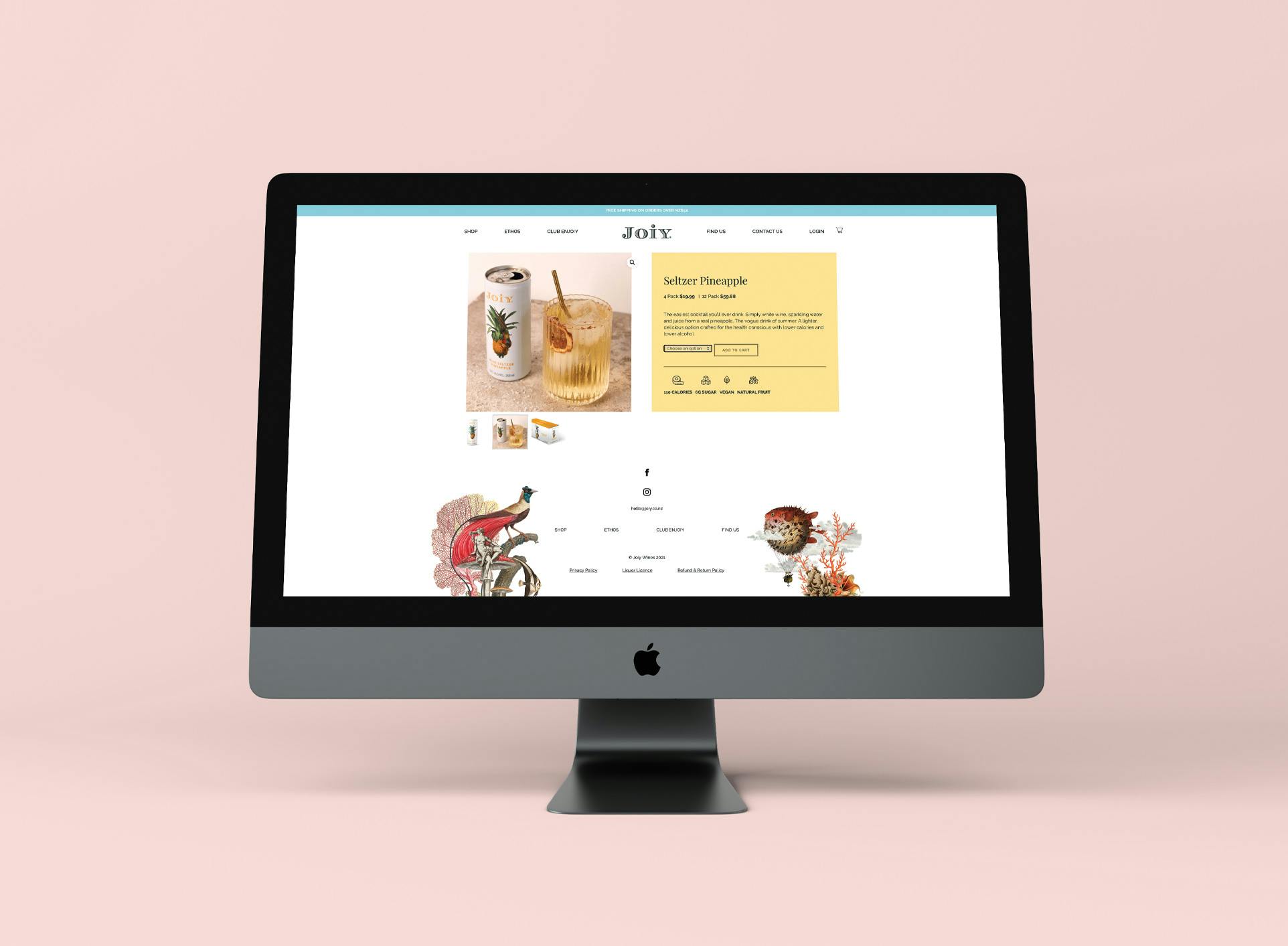 Joiy Wines Pineapple Seltzer Website Page Design